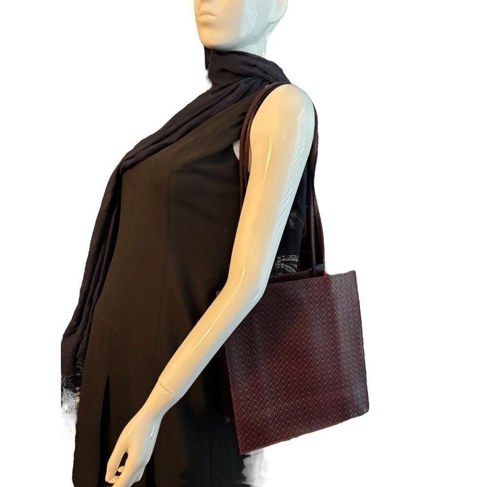 Wilsons Leather Woven Wonders Burgundy Leather Shoulder Tote Bag